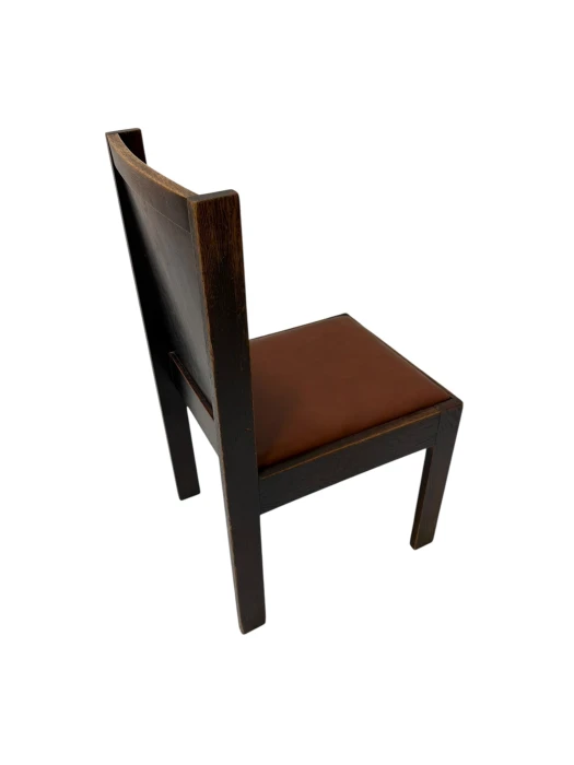 Art Deco Modernist Side Chair with Leather Seat, 1930s